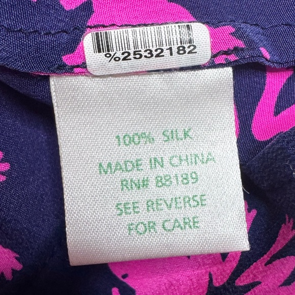 Lilly Pulitzer Get Hoppy Guava Silk Blouse Womens Large - Picture 6 of 9
